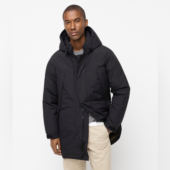 J. Crew Wallace & Barnes Lofty Nylon Parka PrimaLoft Size Large Black Coat - Picture 1 of 12